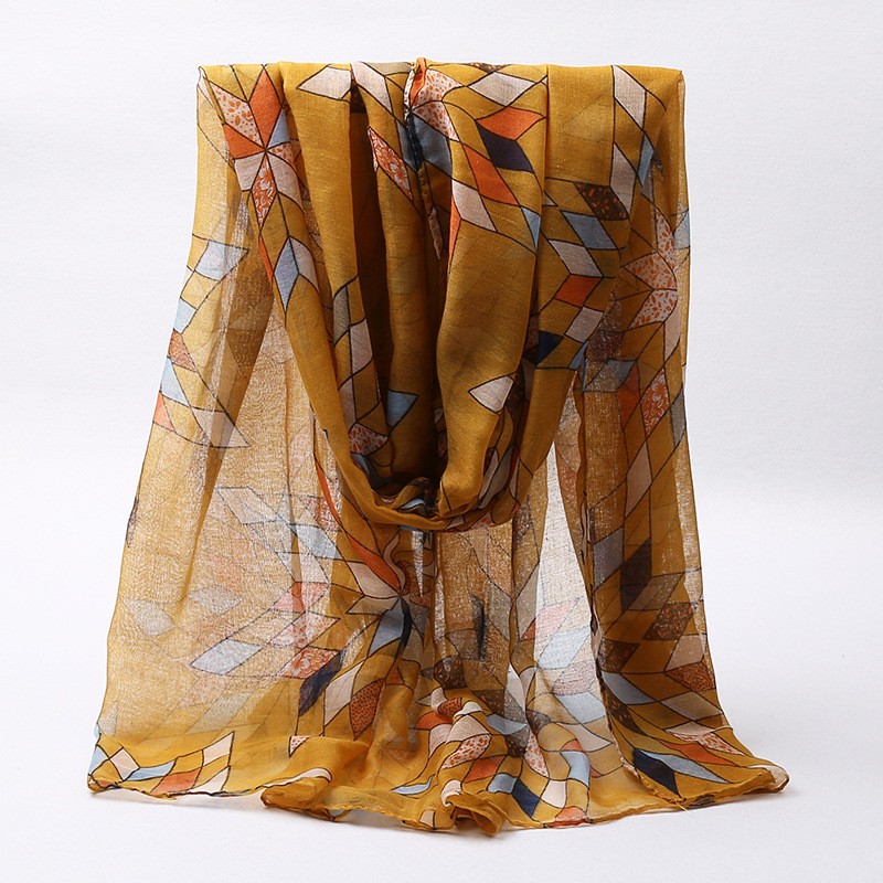 turmeric Geometric Diamond Print Hijab