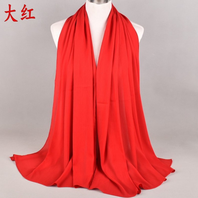 red Premium Textured Pearl Chiffon Hijab