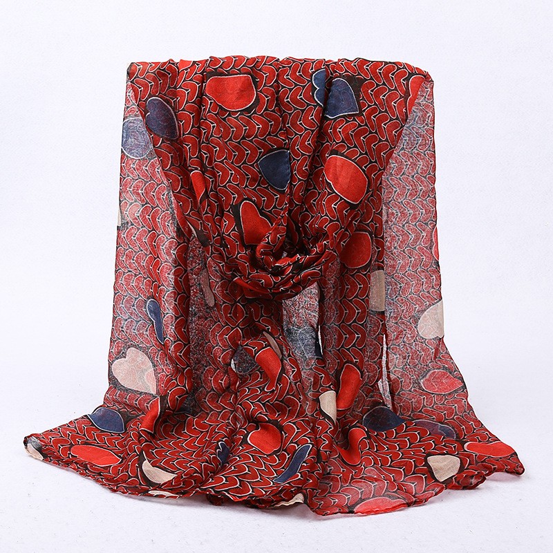  Jujube Tiled Heart Print Hijab