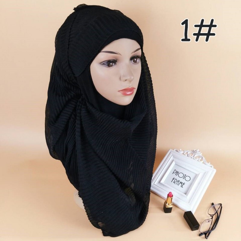 Black Classic Cotton Crinkle Maxi Hijab