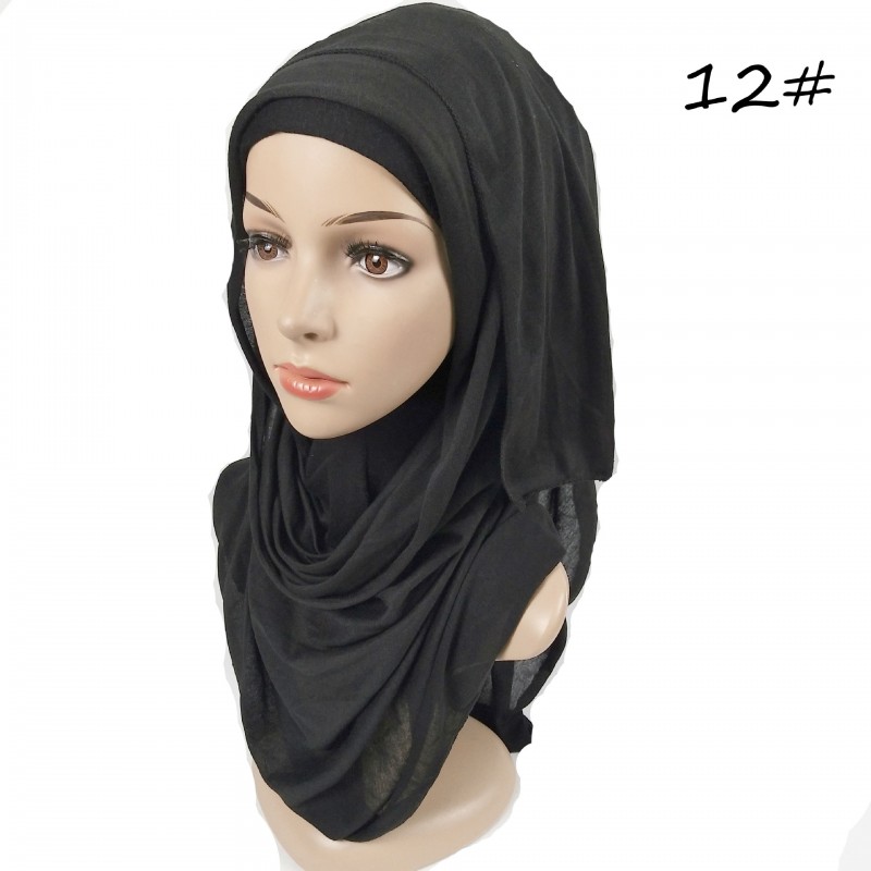 Black Hemp Jersey Knit Hijab 
