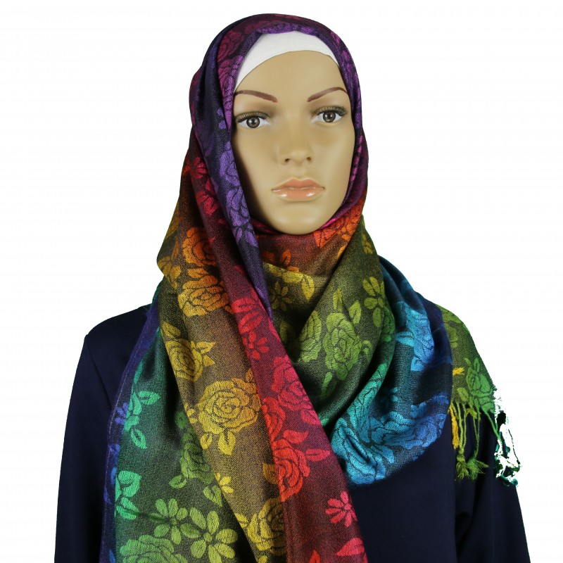 Bright Rose Rainbow Pashmina