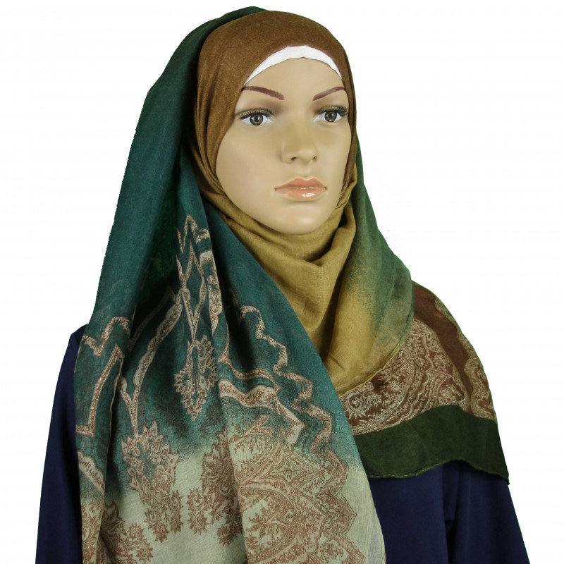 Teal Green Paisley Ombre