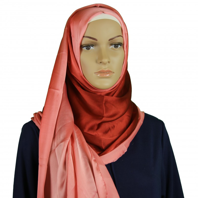 Maroon Red Silk Georgette Ombre Hijab