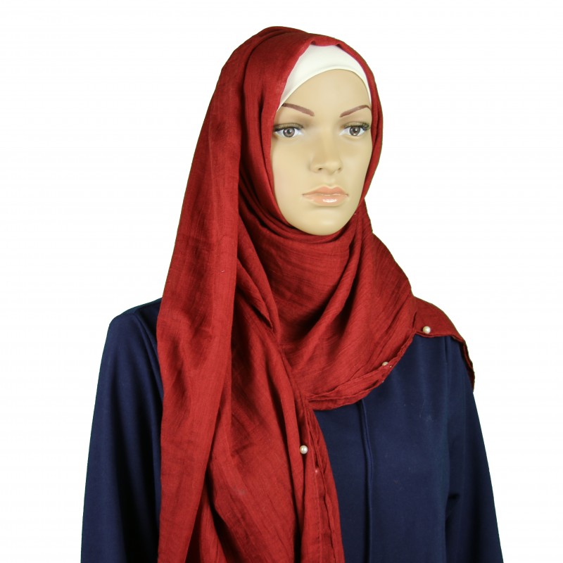 Wine Red All Edge Pearl Hijab