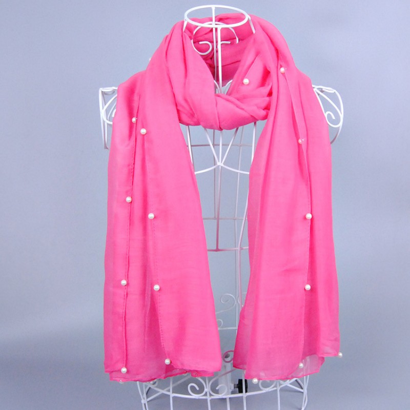 Rose Red Plain Pearl Maxi Hijab