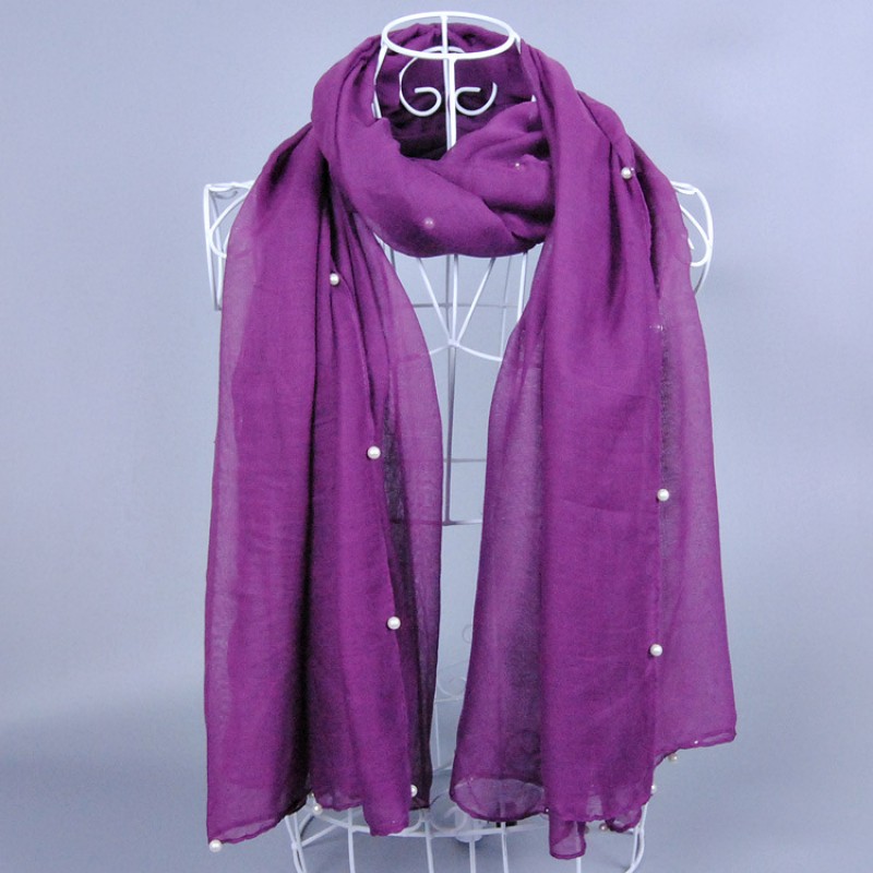 Dark Purple Plain Pearl Maxi Hijab