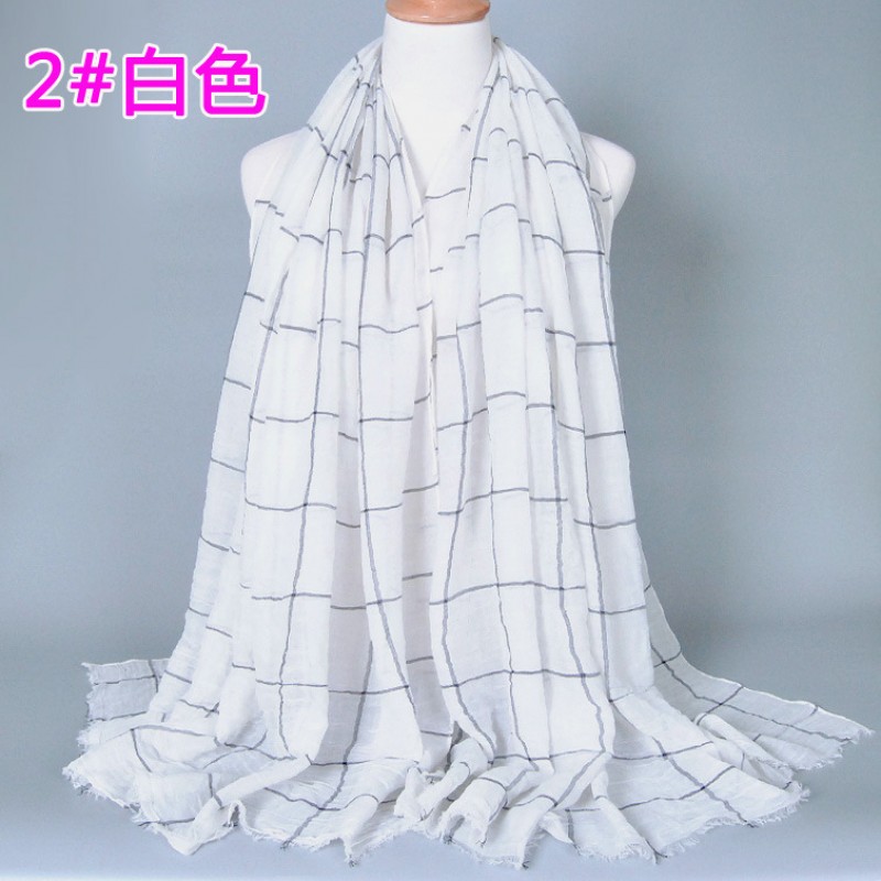 White Chequered Cotton Hijab