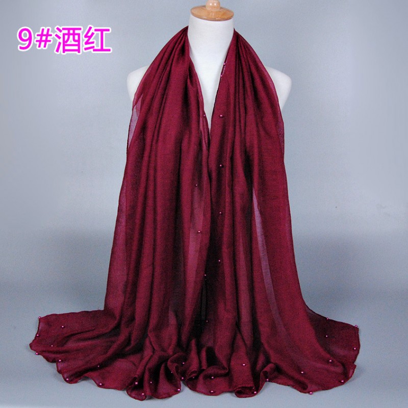 Burgundy Coloured Pearl Viscose Hijab