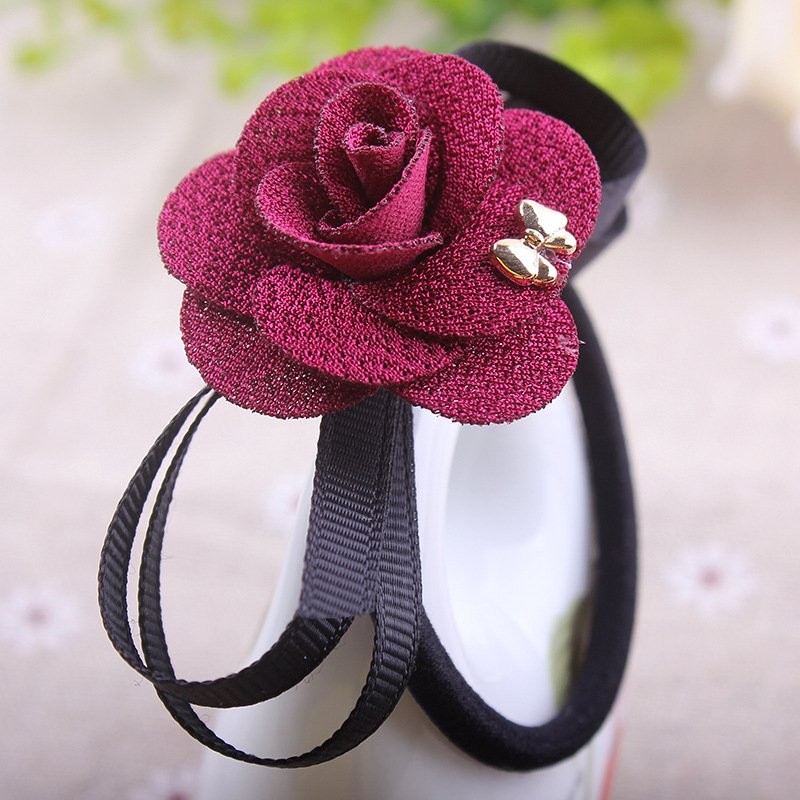 Wine Red Rose Flower Hair band