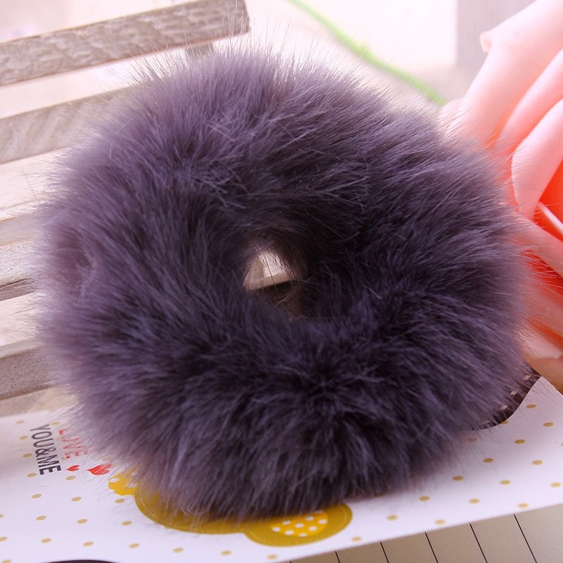 Large Pom Pom Dark Gray Hairband