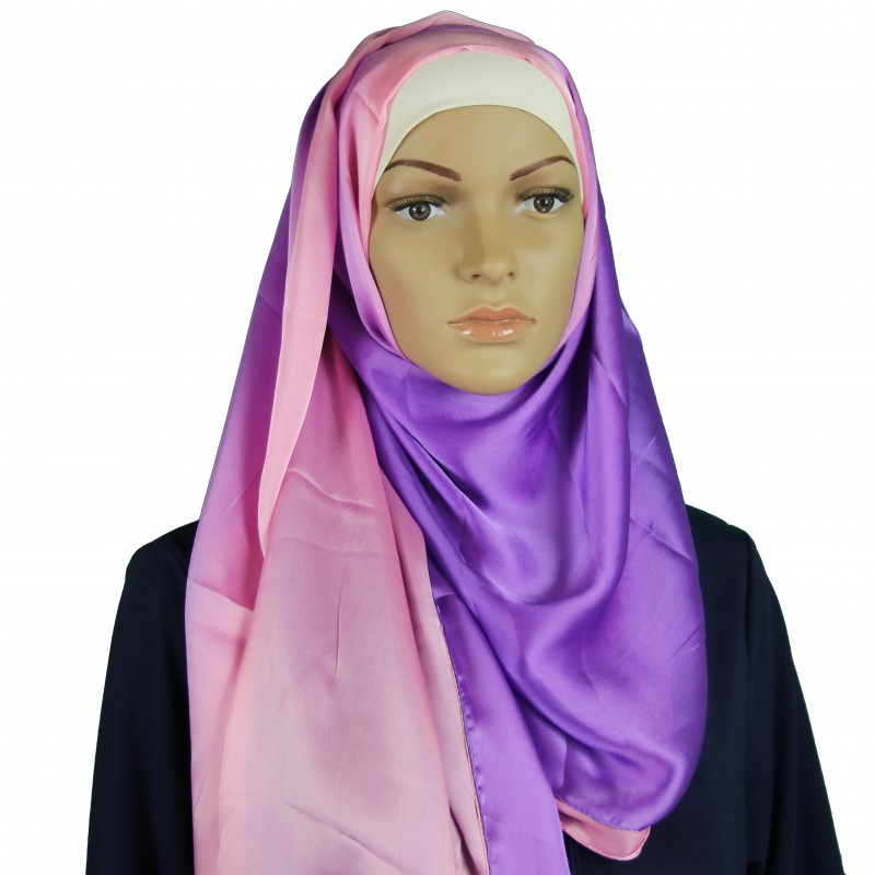 Purple & Pink Silk Georgette Ombre Hijab