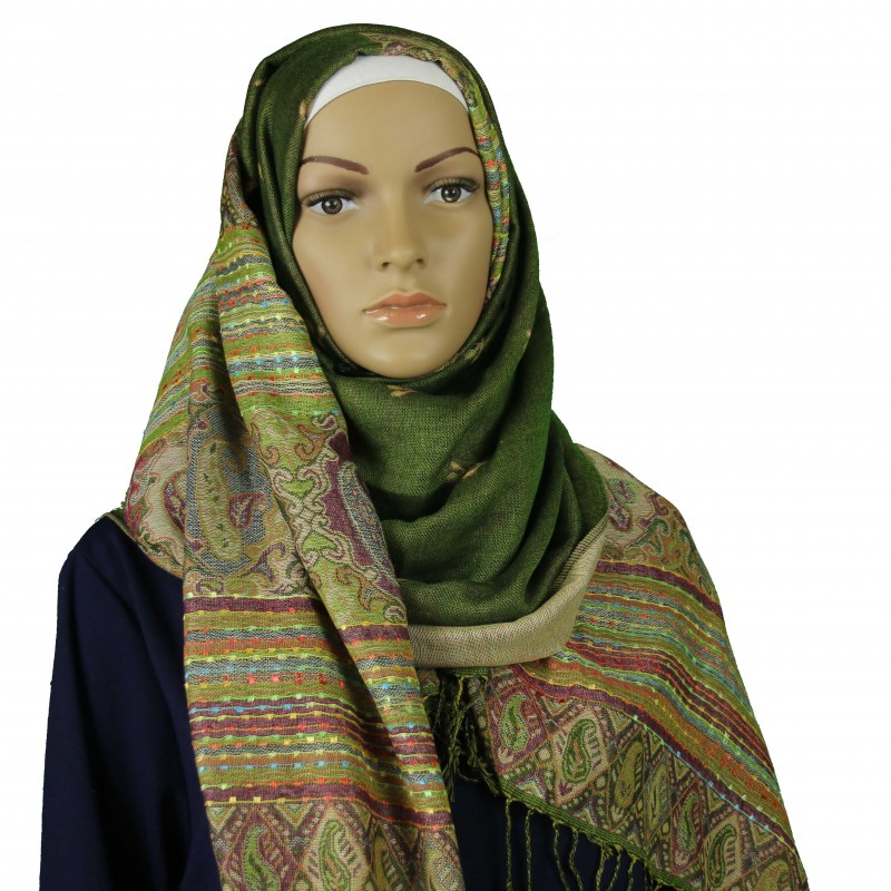 Green Lined Cashew Pashmina