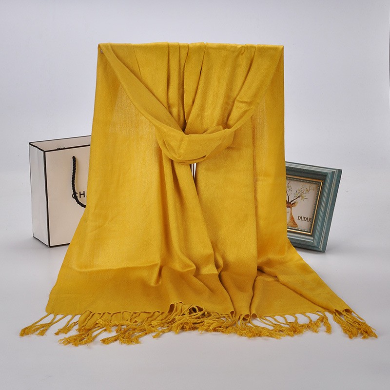 Turmeric Plain Cotton Satin Pashmina Hijab