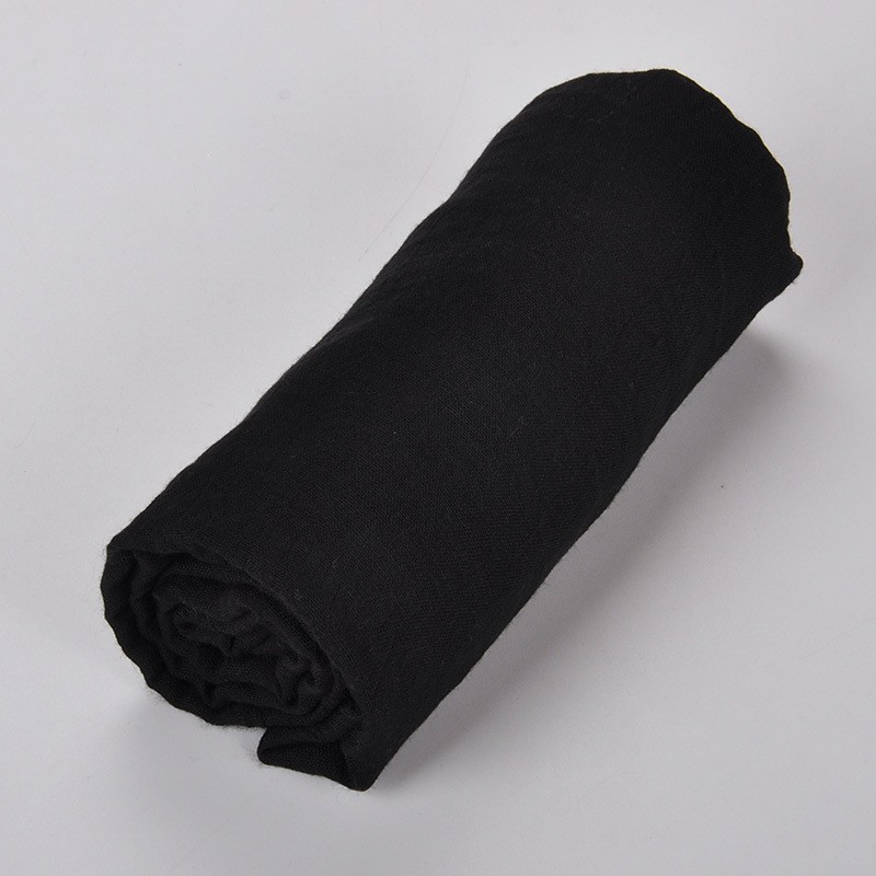 Black Plain Maxi Tassel 180x90cm Cotton Hijab