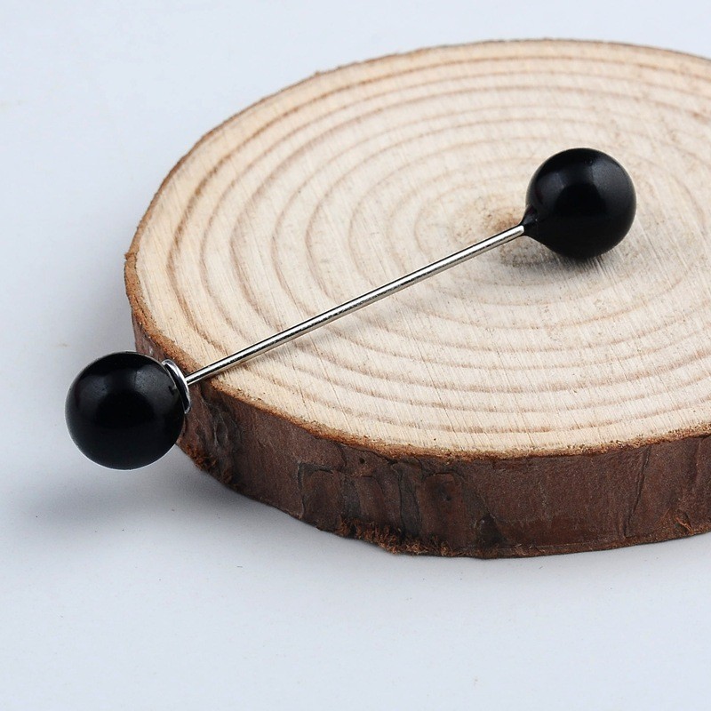 black short Pearly Brooch Hijab Pin 