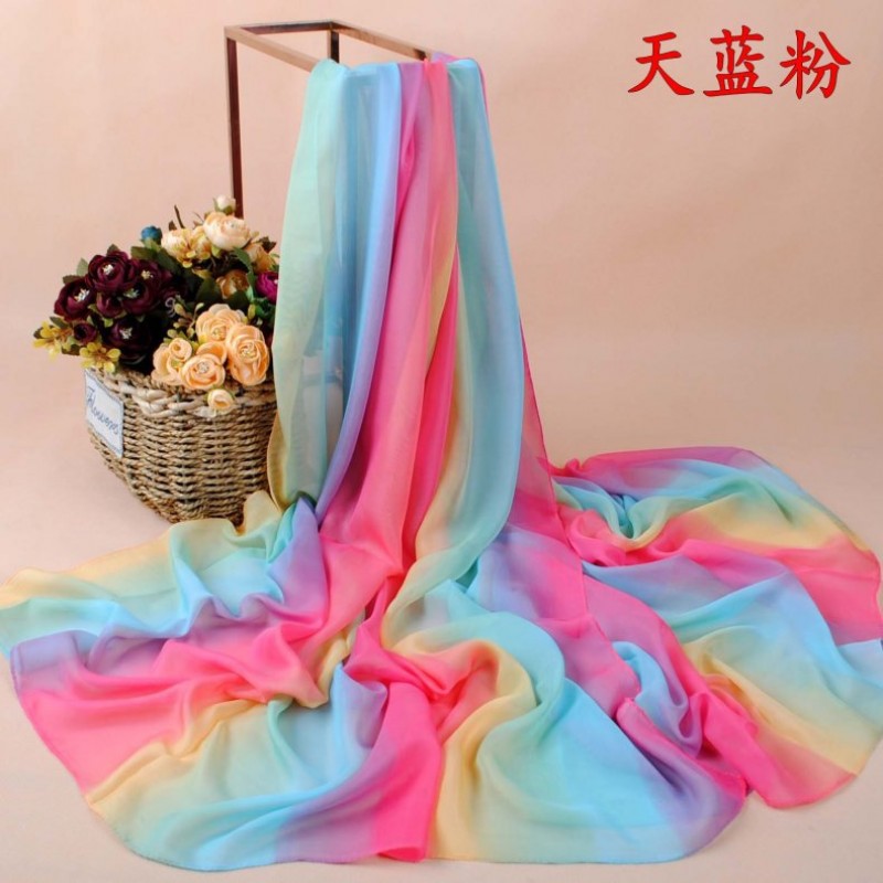 Sky Blue Ombre Gradient Chiffon Hijab