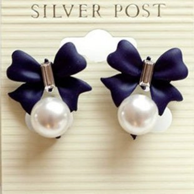 Blue Ribbon Pearl Studs