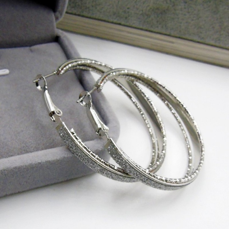 Frosted Silver Hoops