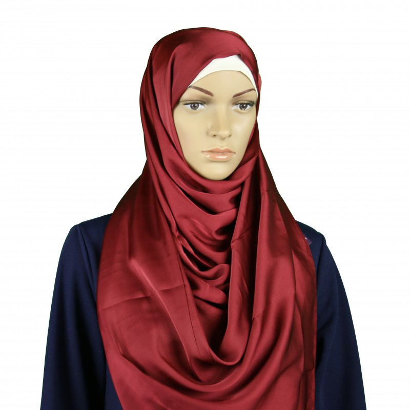 Burgundy Satin Silk Maxi Hijab
