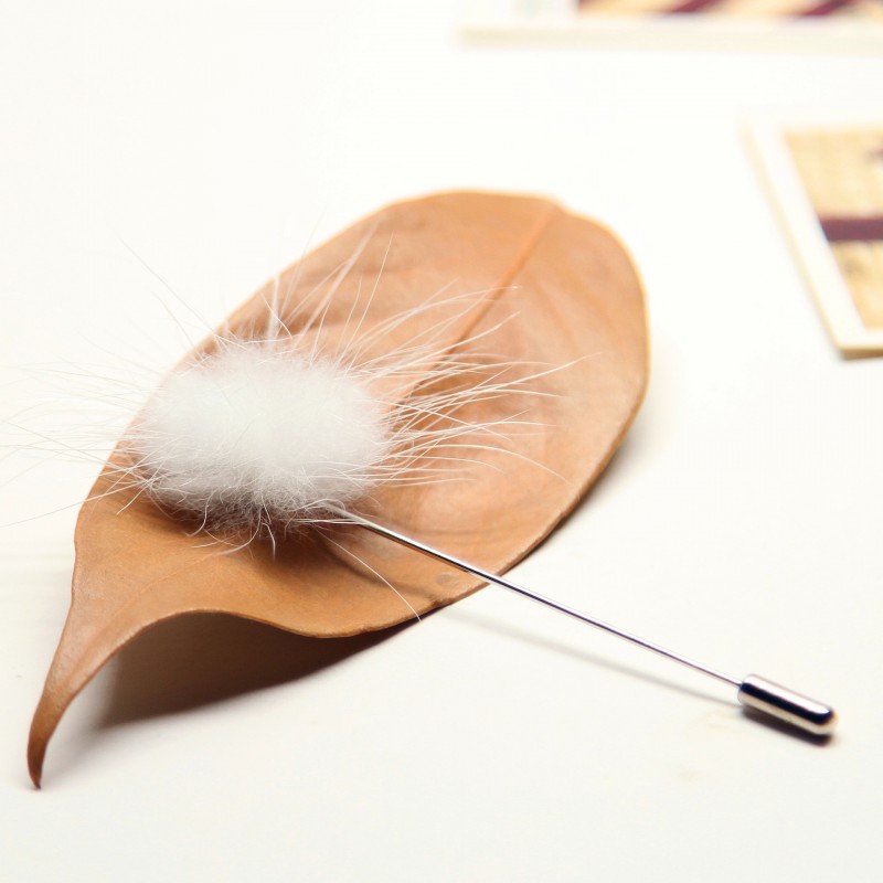 White Puffy Hijab Pin 