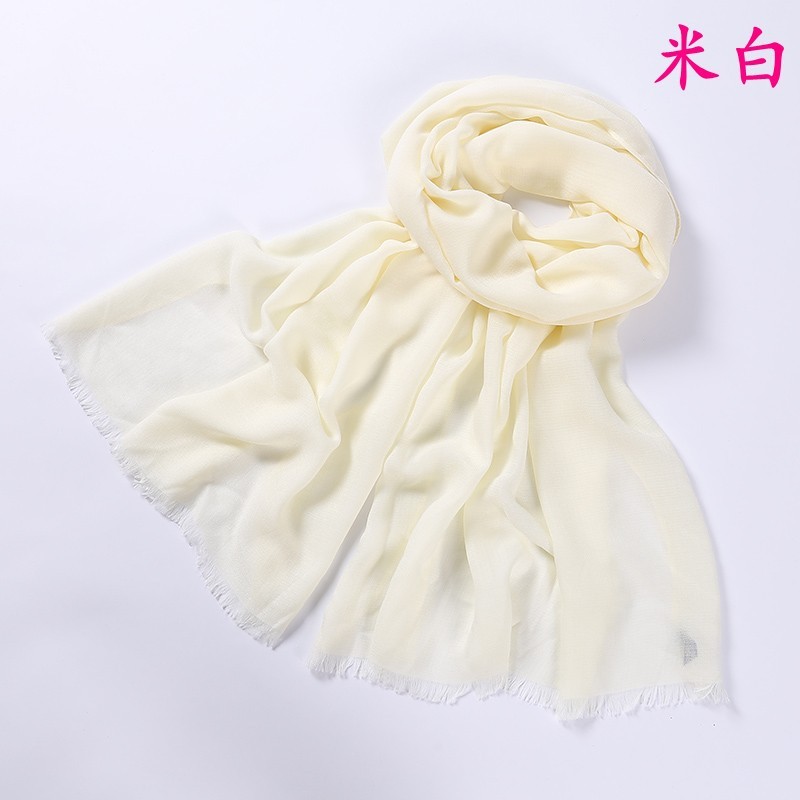 Beige Plain Thick Intertwined Cotton Maxi Hijab