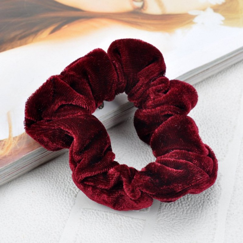 Wine Red Velvet Crunchy Hair Band