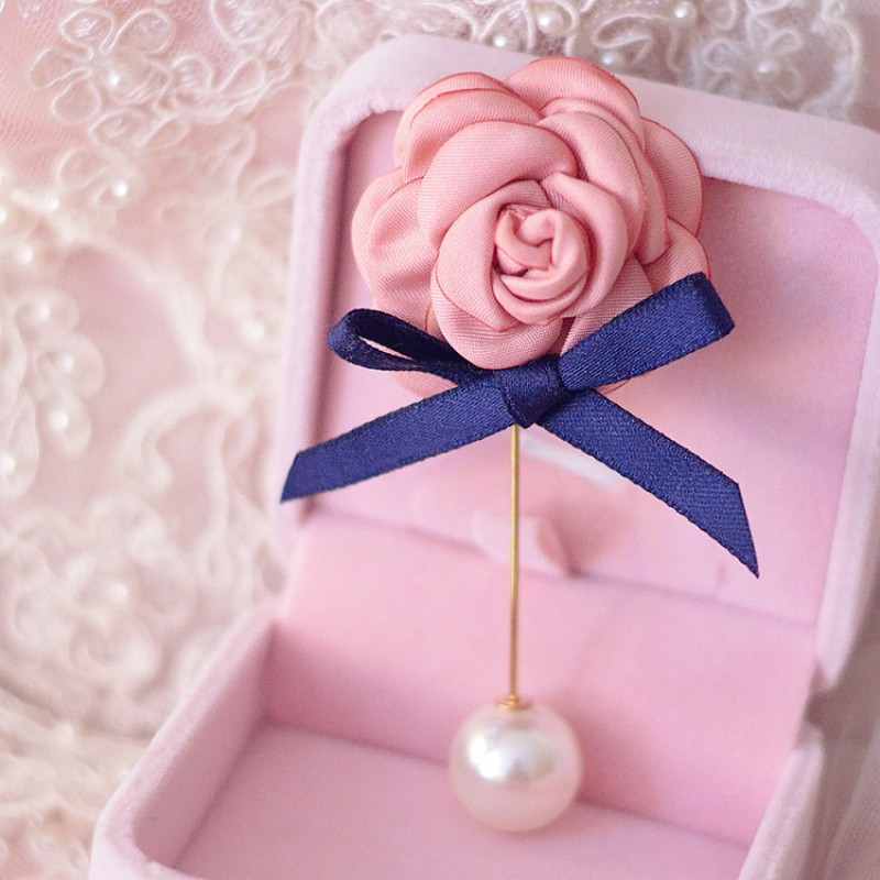 pink Rose Bow Hijab Pin 