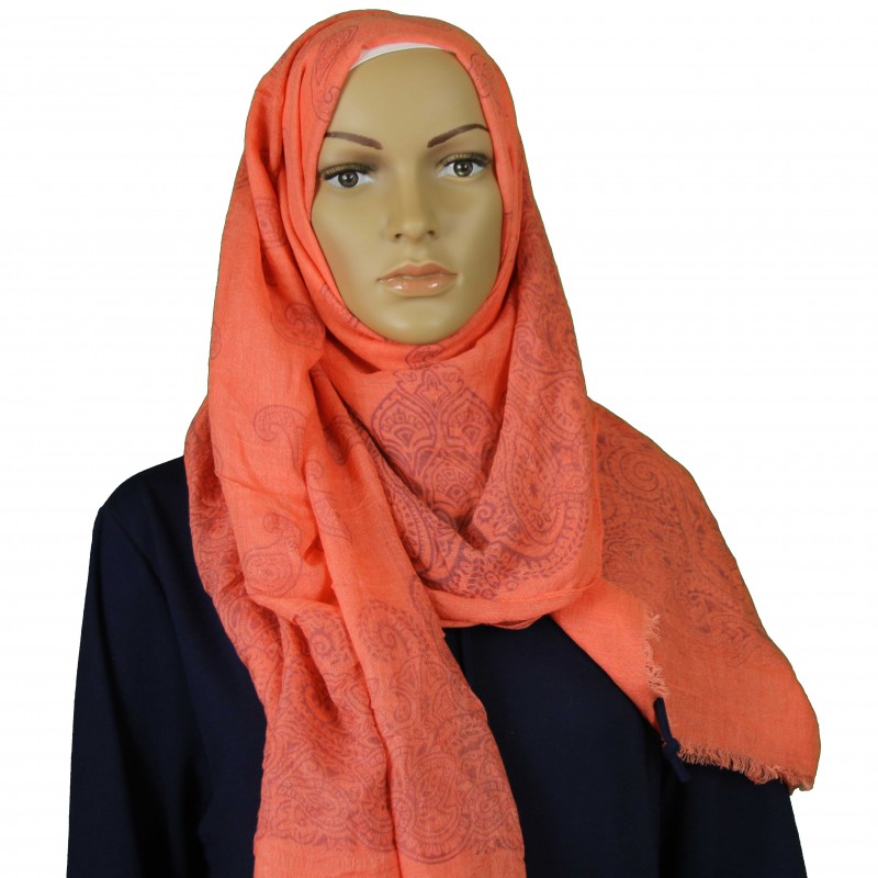 Peach Sharp Paisley Hijab