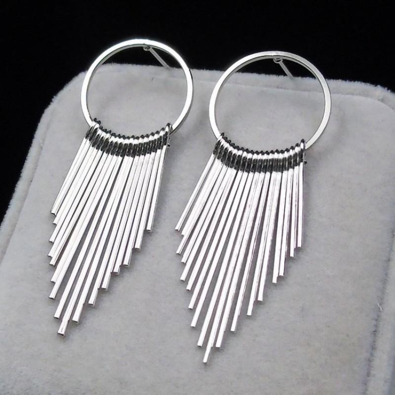 Silver Tassel Geometric earrings
