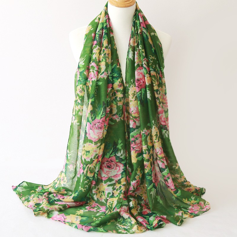 Green Rosey Arts Garden Print Hijab