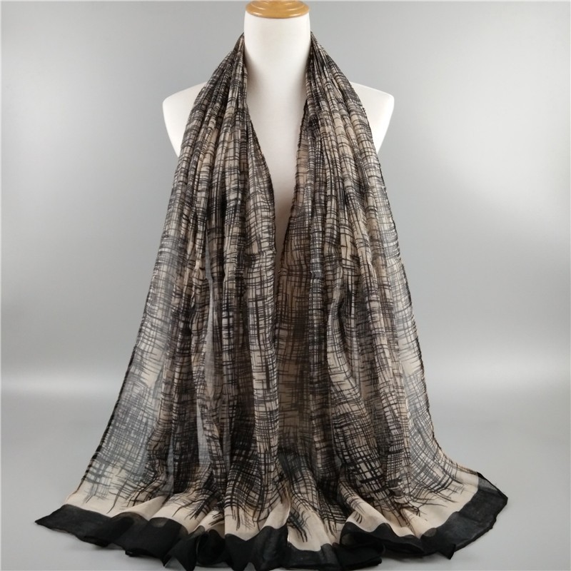 Black Scribbled Sketch Print Hijab