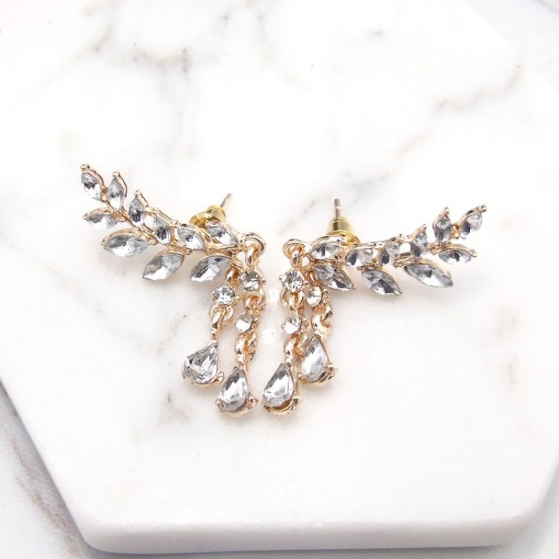 Gold Crystal Wreath Stud Earrings