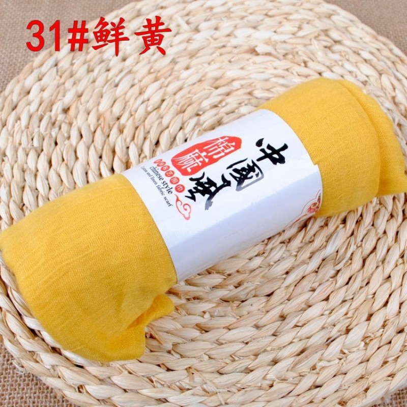 Yellow 190x110cm Cotton Linen Plain Maxi Hijab