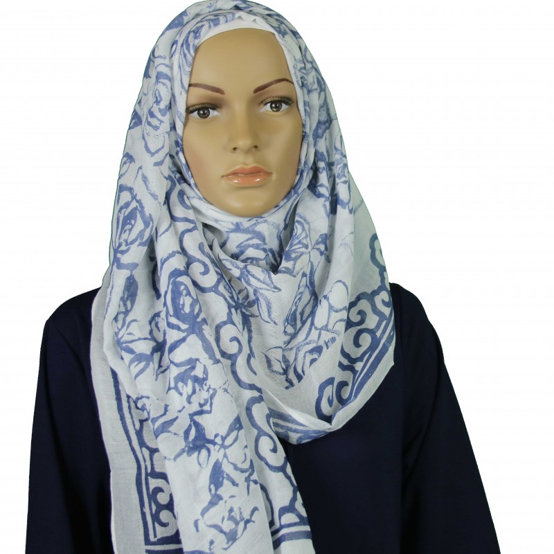 Blue Rose Trellis Hijab