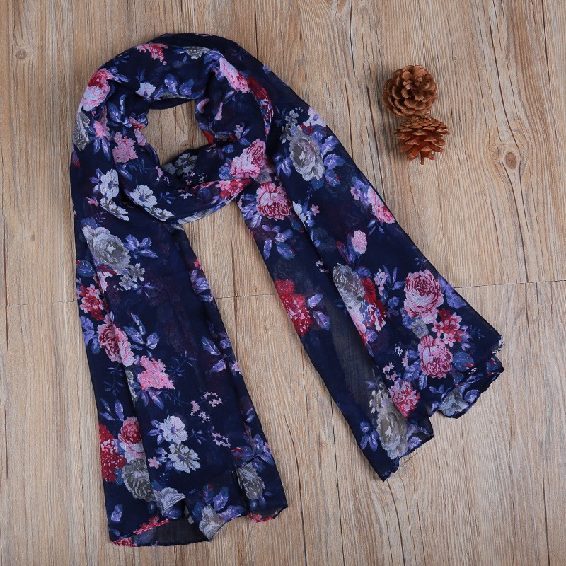 Navy Rosie Garden Print Hijab