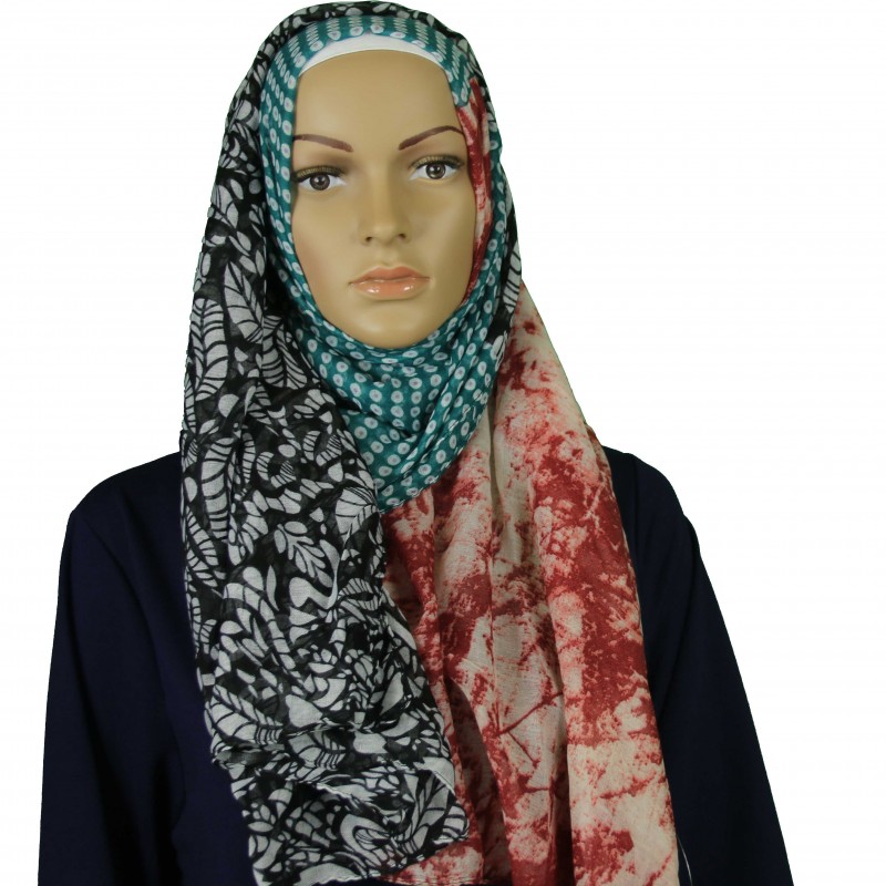 Black Red Mixed Hijab