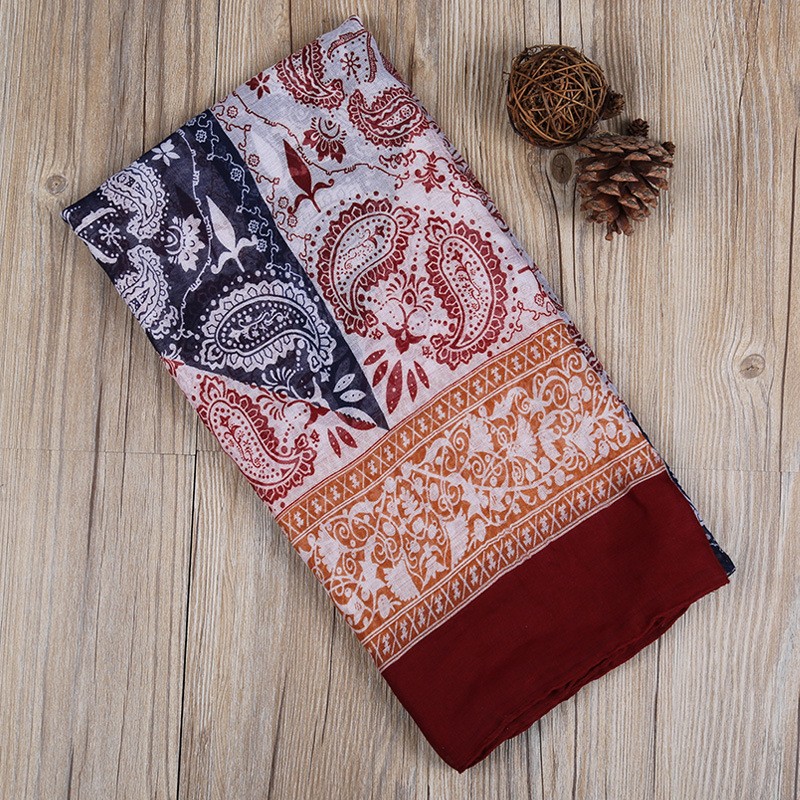 Red Paisley Mosaic Print Hijab