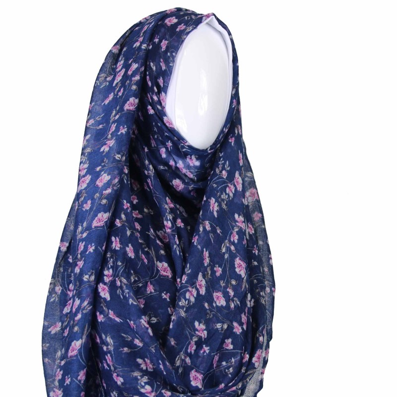 Navy Florist Print Hijab