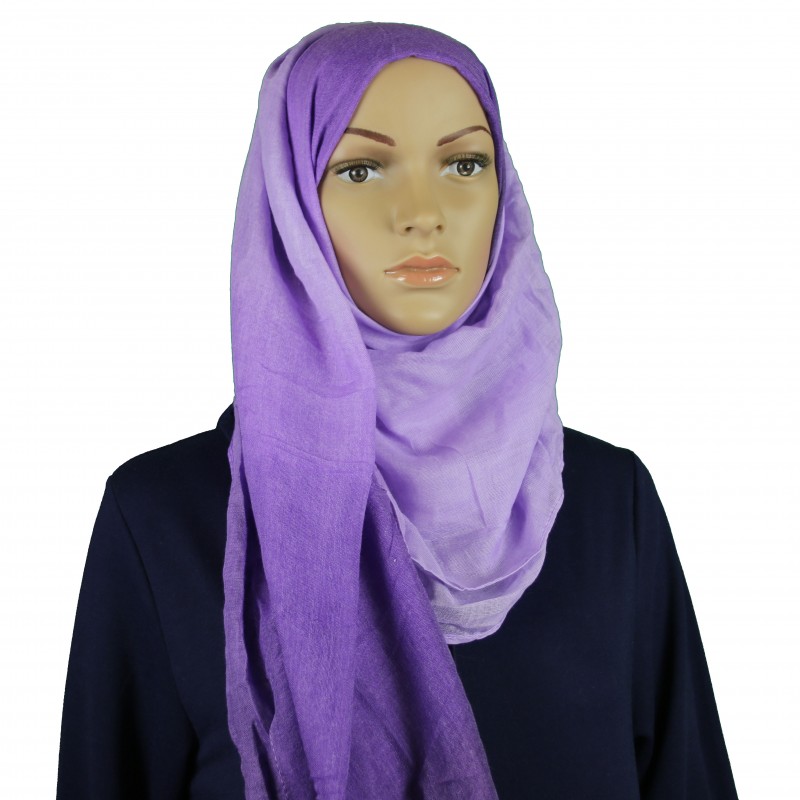 Purple Ombre Cotton-Linen Maxi Hijab