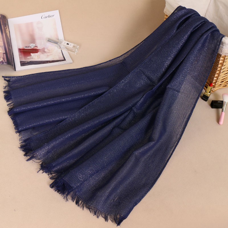 Navy Silver Weave Cotton Hijab
