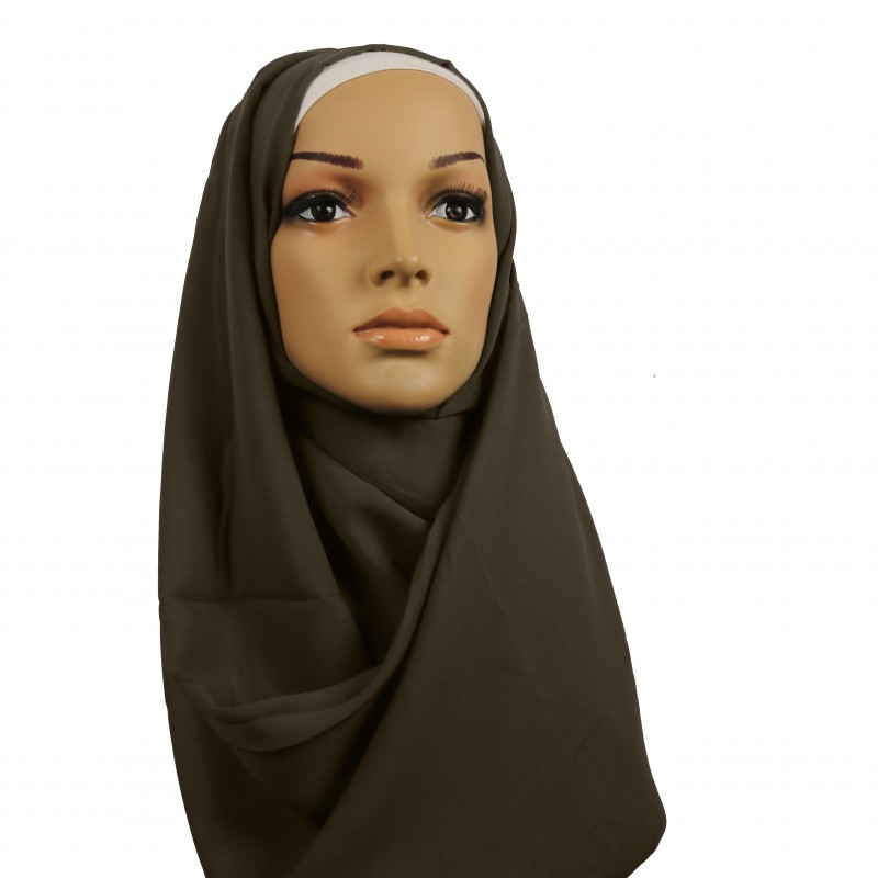 Khaki Brown Chiffon Extra Maxi