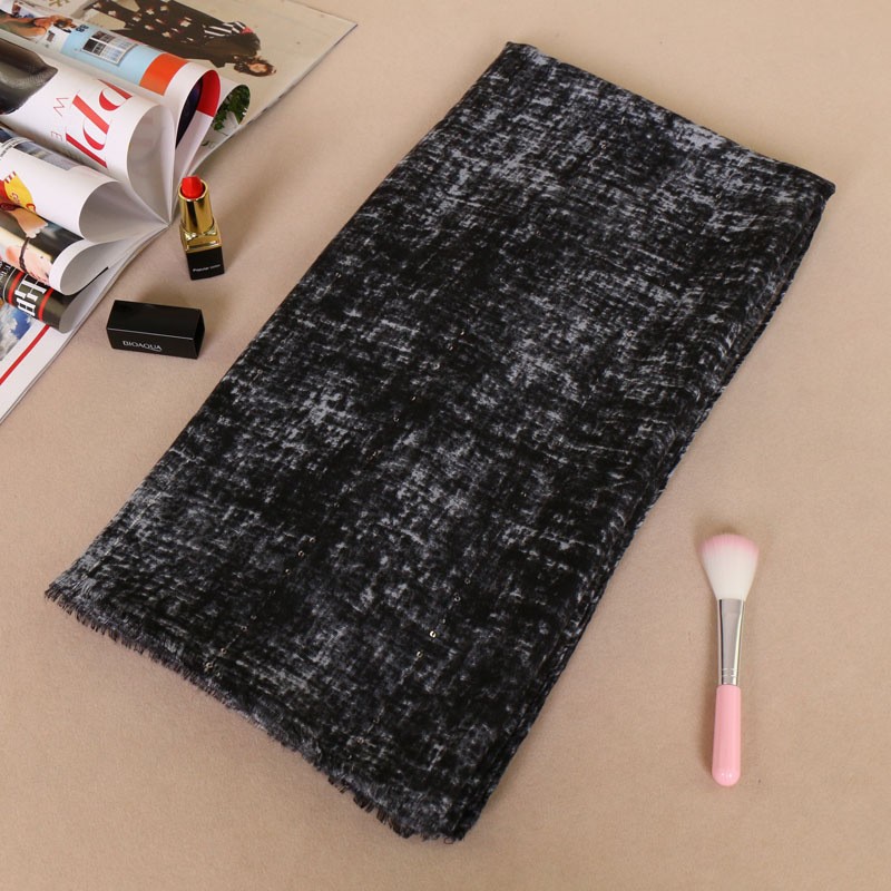 Black Tie Dyed Solid Print Hijab