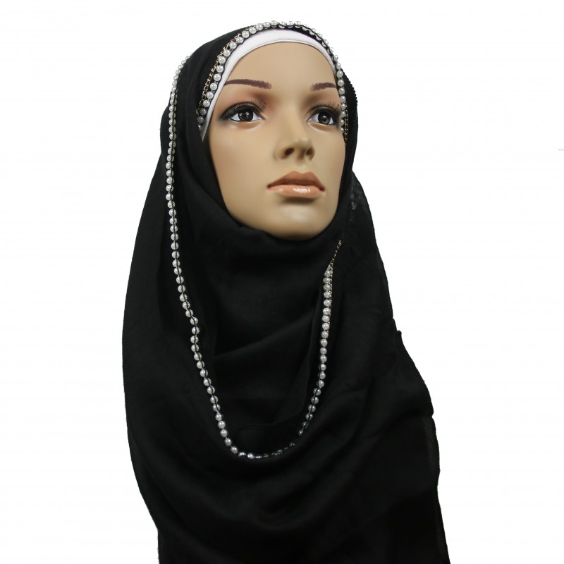 Black Pearl Chain Hijab