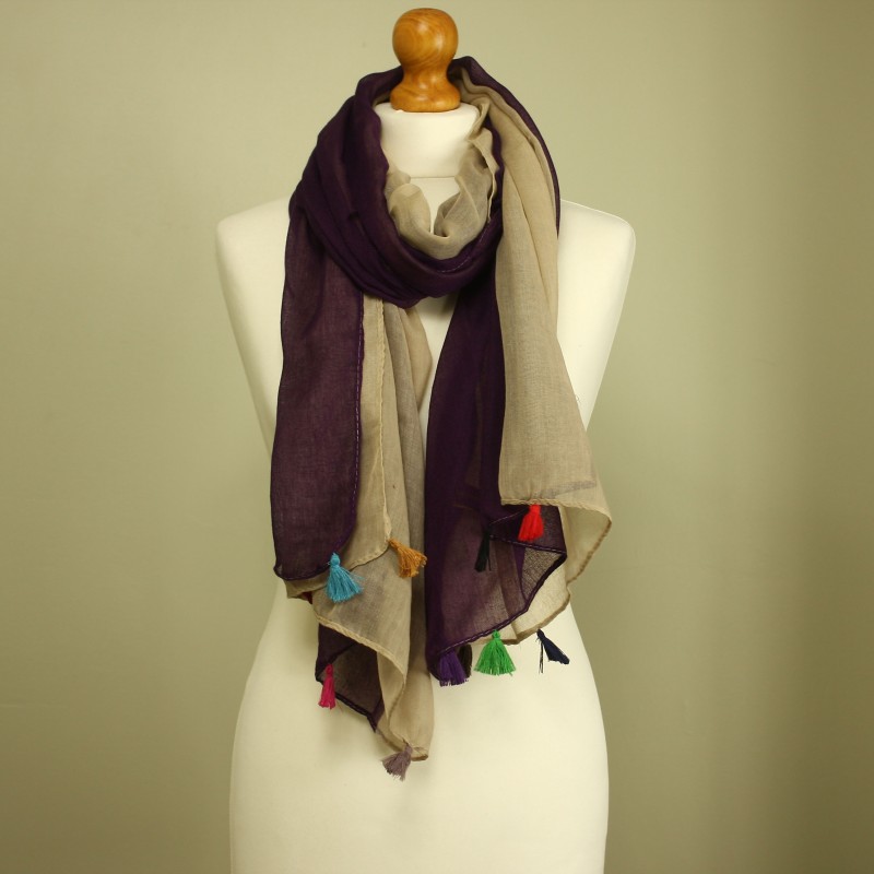 Plum Beige Two Tone Rainbow Tassel