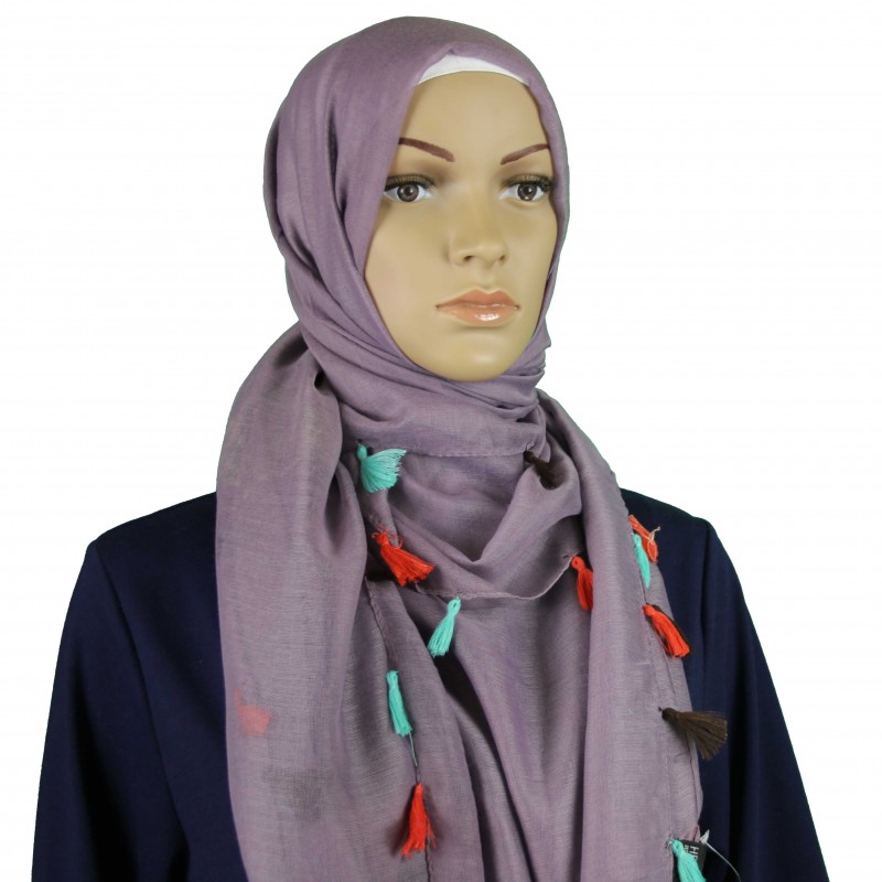 Lavender MultiColour Tassel Hijab