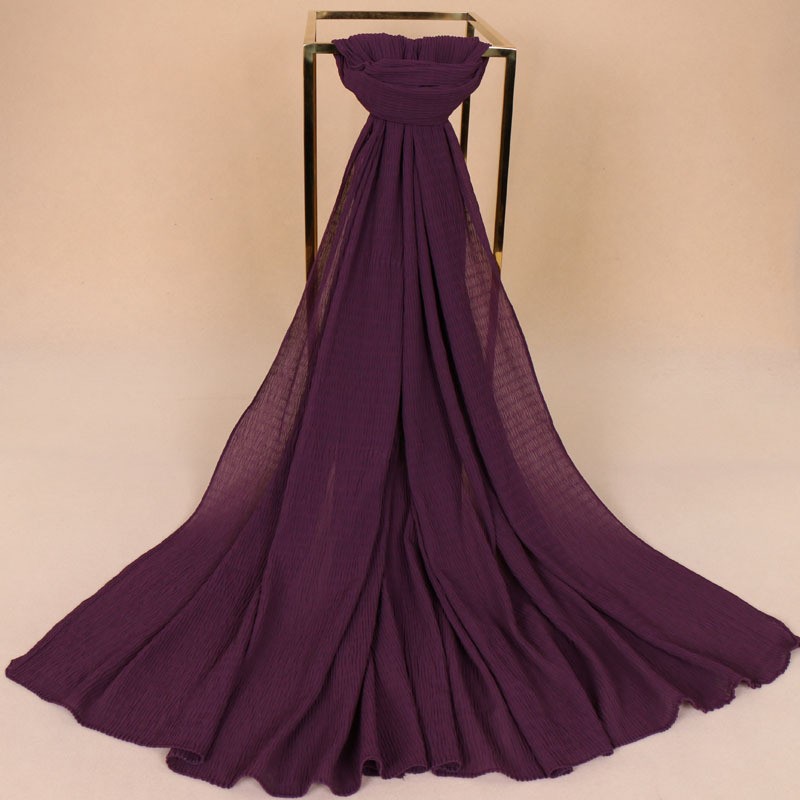 deep purple Chiffon Crimp Crinkle Hijab
