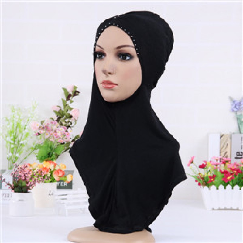 Black Pinched Full Hijab Underscarf 