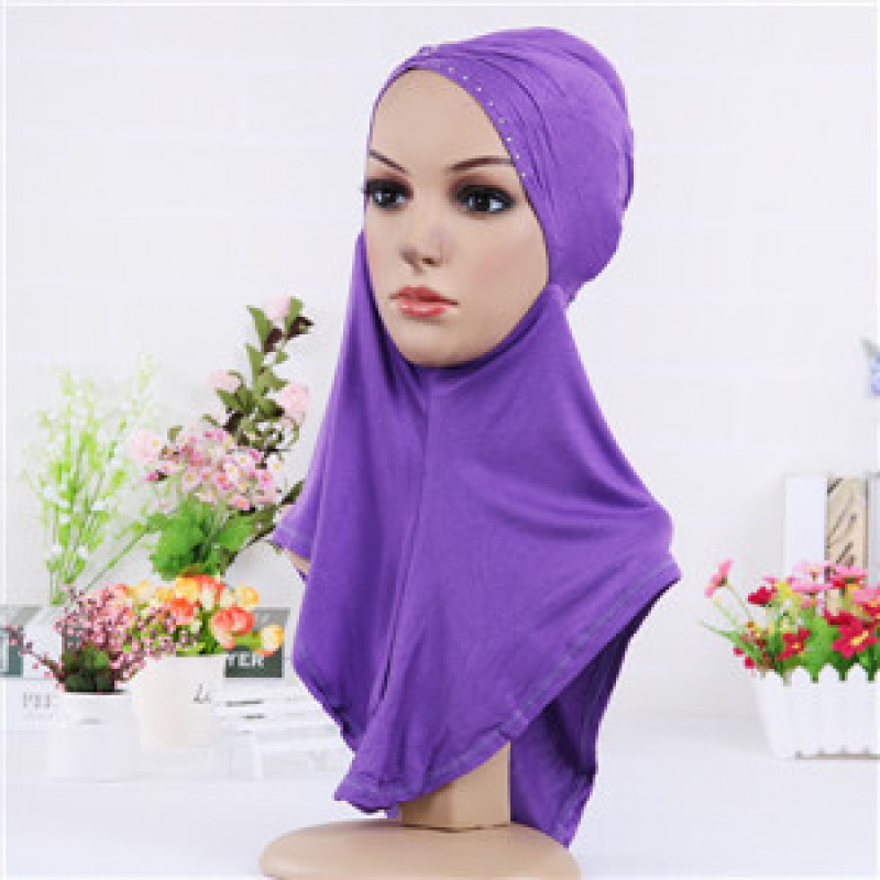 Purple Pinched Full Hijab Underscarf 