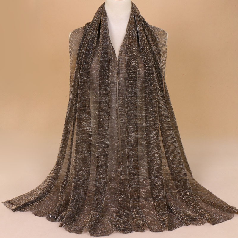 coffee Gold Shimmer Silk Hijab